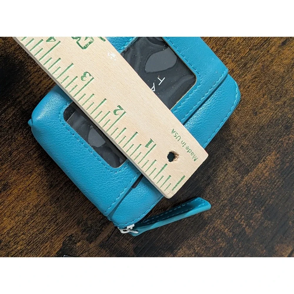 Tahari Women's Vegan Leather Folding + Snap Wallet‎ New NWT Teal